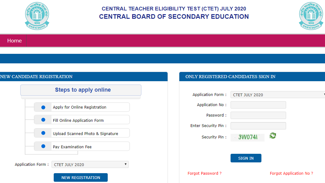 Ctet online application 2019