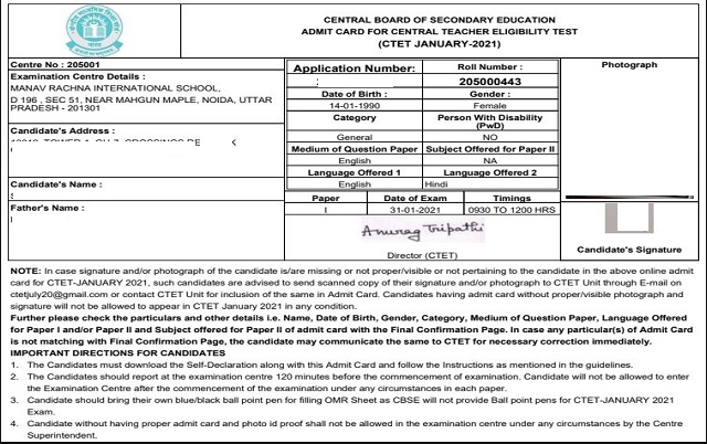 36+ Ctet Admit Card 2021 Download Name And Date Of Birth